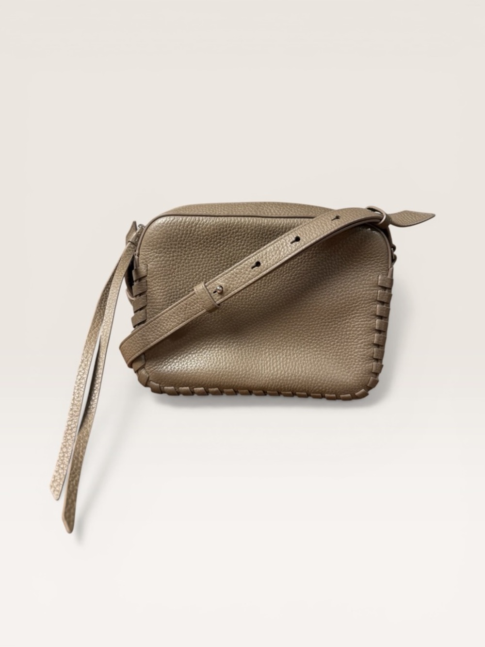 AllSaints Leather Bag Woven Detail Taupe - Picture 10 of 12